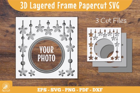 3D Layered Frame Flowers SVG for Laser Cutting Shadow Boxes