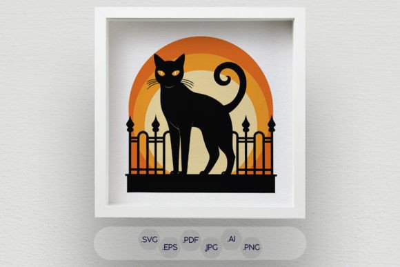 3D SVG Black Cat for Shadow Boxes & Branding