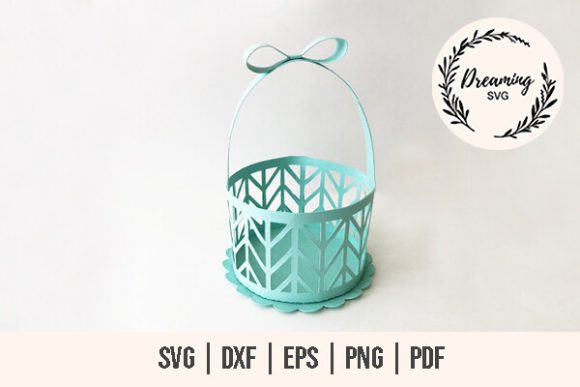 Bow Basket Cupcake Holder SVG: 3D Shapes for Editorial
