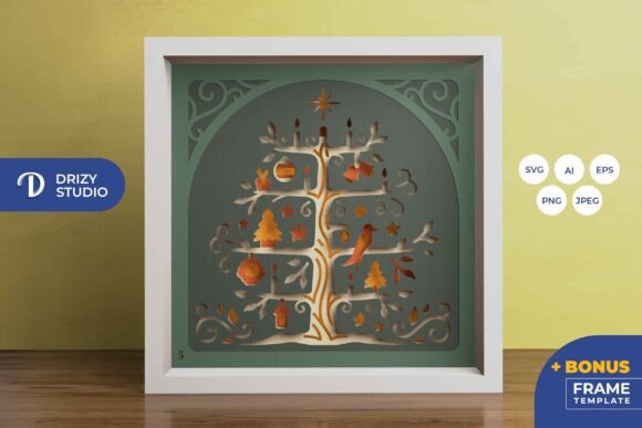 Christmas Pine Tree 3D SVG for Shadow Boxes