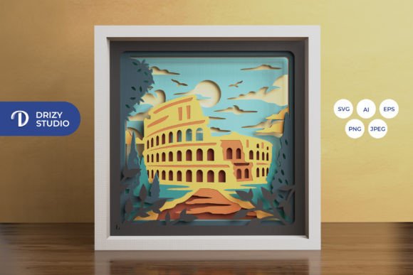 Colosseum Rome 3D SVG for Shadow Boxes