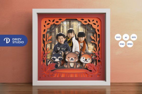 Cute Autumn Animal 3D SVG for Shadow Boxes