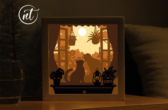 Cute Cats Couple 3D SVG for Shadow Boxes