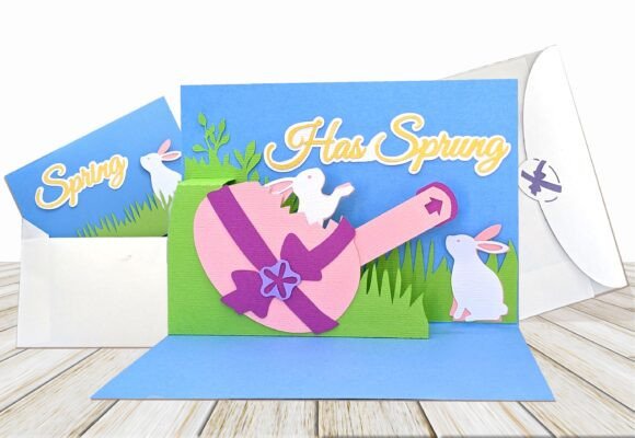 Easter Bunnies Pop Up Pull-Tab Card 3D SVG Review