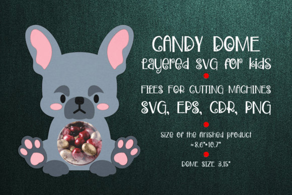 French Bulldog Candy Dome Template: 3D SVG for Animals