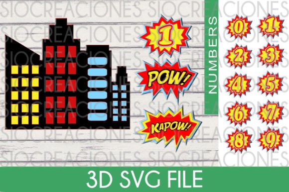 Numbers, Superhero 3D SVG for Laser Cutting Signs
