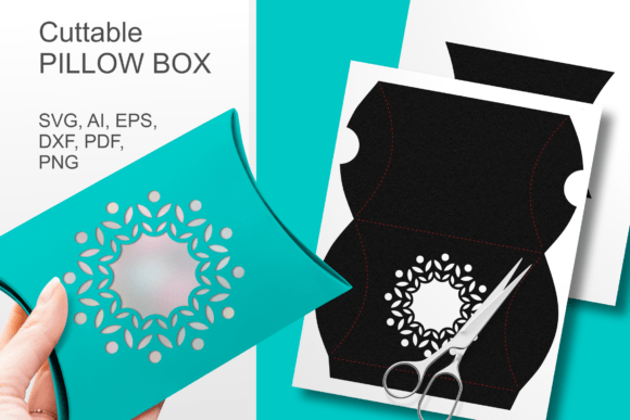 Ornamented Round Frame Pillow Box SVG: 3D Gift Boxes