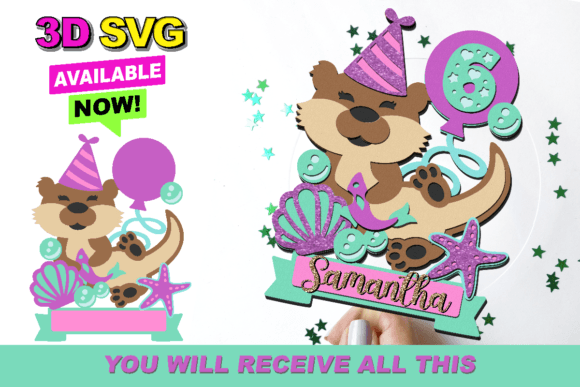Otter Cake Topper 3D SVG for Life Events And Celebrations