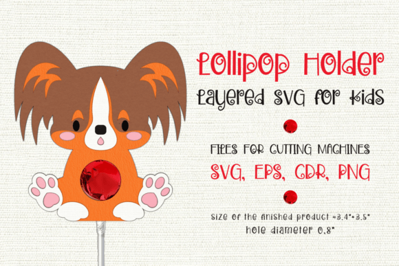 Papillon Dog Lollipop Holder: 3D SVG Shapes