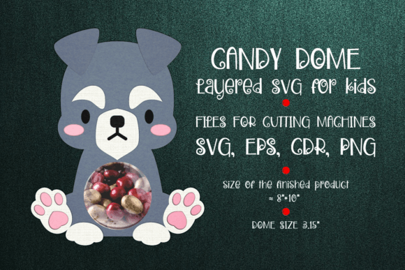 Schnauzer Dog Candy Dome Template: 3D SVG for Animals