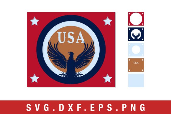 USA 4th of July 3D Paper Cut SVG for Laser Cutting Cards